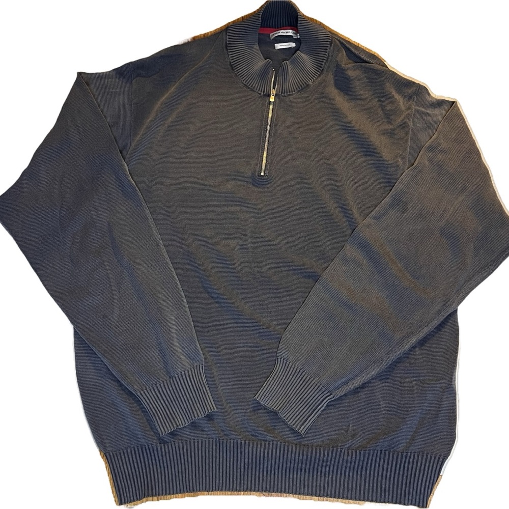 Peter Millar Sweater Mens XXLarge Blue/Gray Crown Comfort Interlock 1/4 Zip